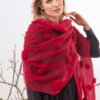 Merino Wool and Silk Red PomPom Scarf