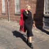 Black Ribbed Knit Pearl Dress