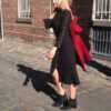 Black Ribbed Knit Pearl Dress - Image 3