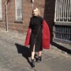 Black Ribbed Knit Pearl Dress - Image 4