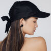 Linen Black Bow Tie Cap