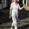 Striped White/Black Jumpsuit